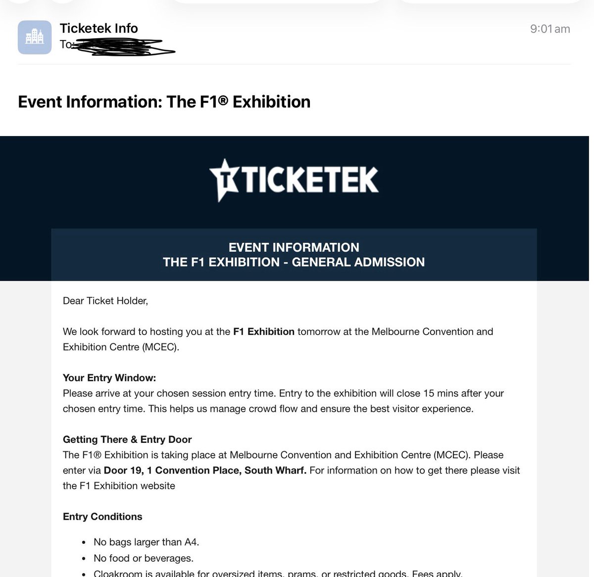 jblair71's tweet photo. Hey @Ticketek_AU you might want to check when you are sending these emails out. I received this today Saturday 21 February, two days AFTER I attended. https://t.co/btiDJ4H7eq