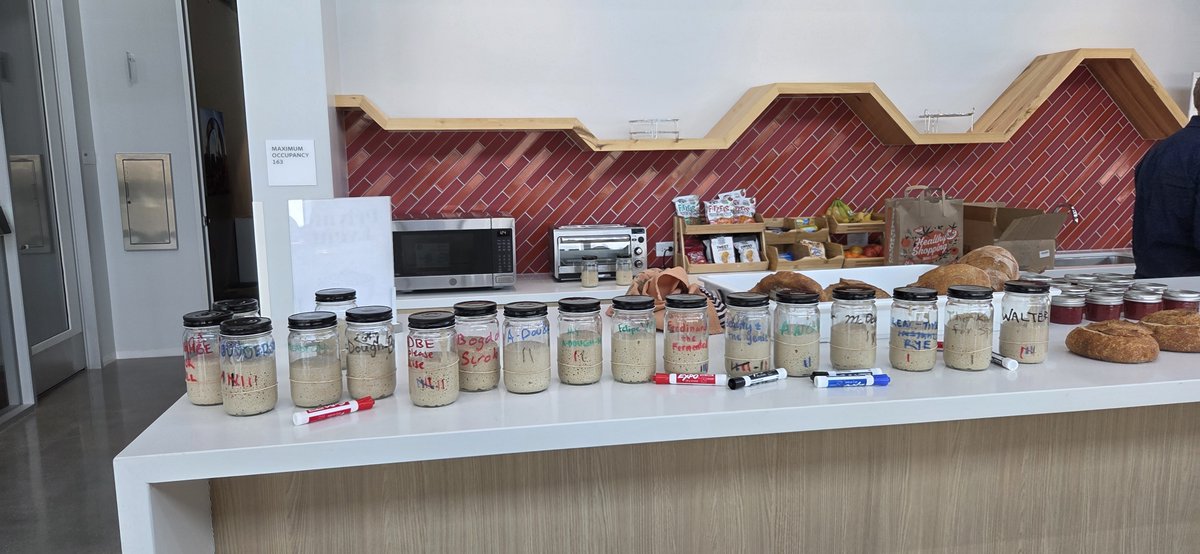 yorudan's tweet photo. For yesterday's sourdough class all 20 students named their new starters. Variations on A-dough-be abounded.
Attendees voted and the winning name earned a handmade wood-fired earthenware bread baker via @mooonbread
The winner featured with his starter's namesake~
#adobelife https://t.co/UYU6zUUze1