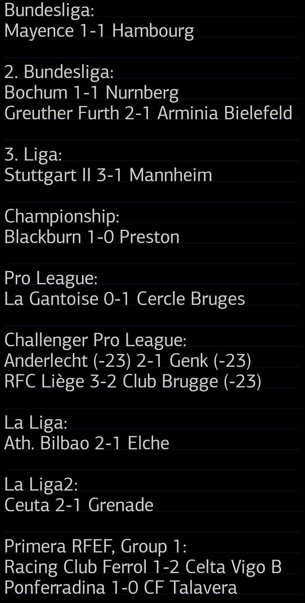 TrisInfoFoot's tweet photo. Les résultats foot de ce Vendredi 20 février: #NationalFFF #SMCFCSM #Ligue2BKT #USLDASC #RAFMHSC #USBCCF69 #ASNLGF38 #Bundesliga #Ligue1McDonalds #SB29OM #SerieA #SASHEL #PSGRCL #LaLiga #Championship https://t.co/Dsfd5ZVUfx