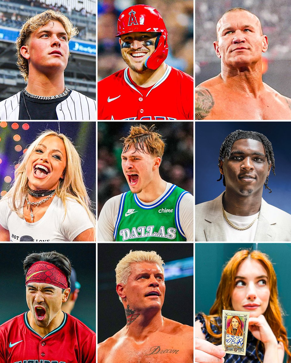 Topps's tweet image. THE 2026 RIP NIGHT LINEUP IS STACKED…

• COOPER FLAGG
• JAXSON DART
• MIKE TROUT
• RANDY ORTON
• CAM WARD
• LIV MORGAN
• CODY RHODES
• EMMA ROBERTS
• CORBIN CARROLL
• SETH ROLLINS
• CAL RIPKEN JR.
• MAX FRIED
• BRYCE YOUNG
• JIMMY ROLLINS
• JAC CAGLIANONE
•