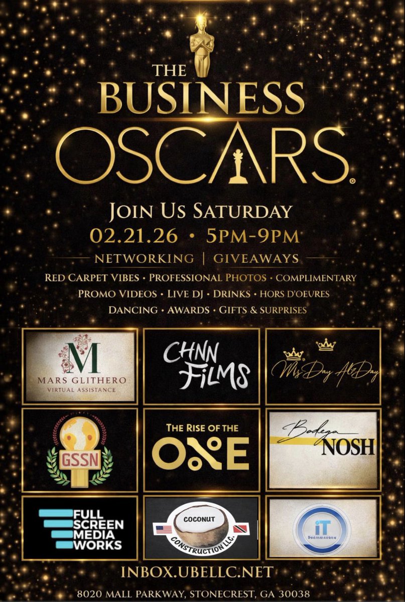 gbasswealthtips's tweet photo. The Business Oscars 2026 is powered by brands that truly believe in celebrating entrepreneurs, creators &amp; visionaries 🏆
🎬 Red carpet
📸 Pro photos
🎥 Promo videos
🎧 Live DJ
🥂 Drinks + hors d’oeuvres
🏆 Awards

🎟 https://t.co/oUJVXyNQzn https://t.co/gWiqsa8Uwf