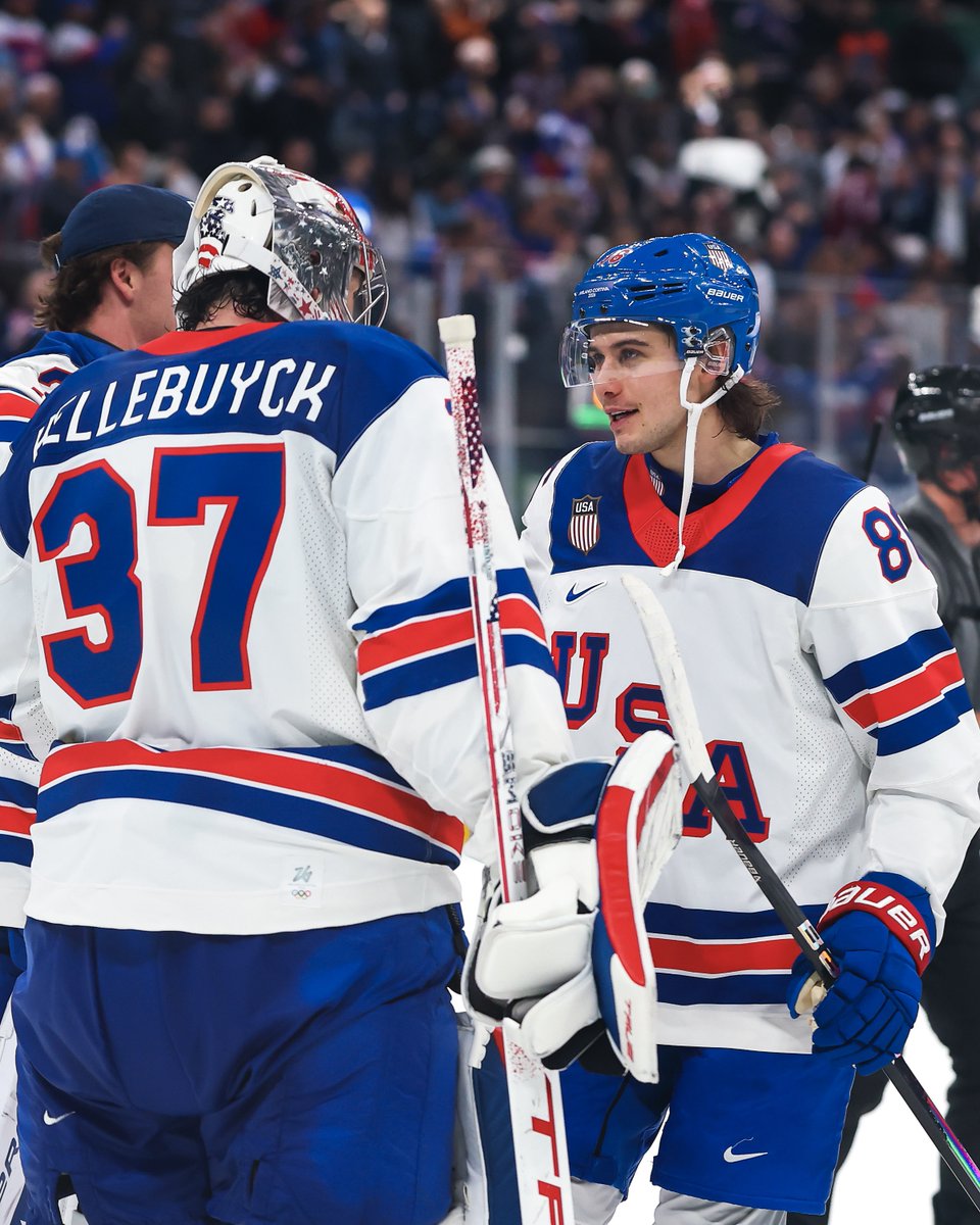 NJDevils's tweet image. Red, White, and Jack Hughes going for gold.