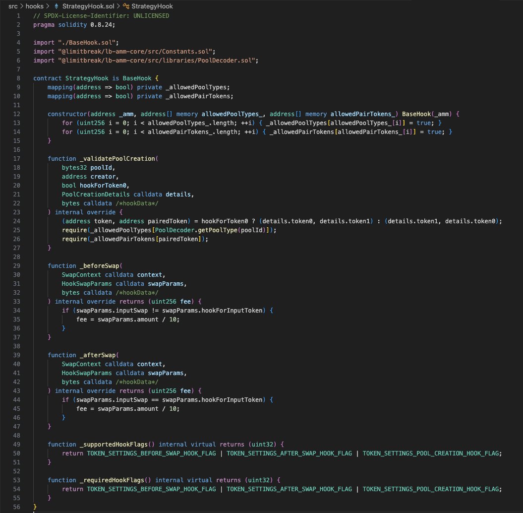 This is a very simple example of how easy it will be for builders to create hooks that protect intent, are easy to reason about, and increase composability.

It defines a policy that says: 
- Pools must pair with allowed tokens
- Pools must be of an allowed pool type
- Swaps must