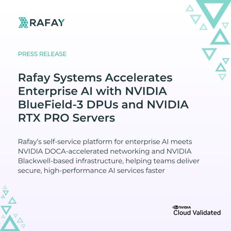 Rafay now powers NVIDIA BlueField-3 DPUs + RTX PRO (Blackwell) — turning accelerated hardware into governed, self-service AI platforms, production-ready from day one.

BlueField-4 is next.

Read more: buff.ly/uzsTKlY