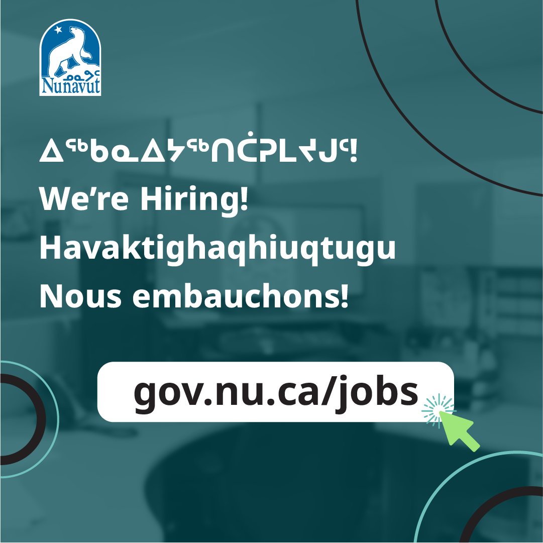 GOVofNUNAVUT's tweet image. ᐃᓗᐊᖅᓴᐃᔨᓄᑦ ᐊᐅᓚᑦᑎᔨ ᐱᓚᑦᑐᐃᓂᕐᒧᑦ ᐱᔨᑦᑎᕋᐅᑏᑦ | Nurse Manager #Surgical Services | Infirmier·ière gestionnaire, Services de chirurgie 
#NursingJOBS #HealthJOBS #Iqaluit #NunavutJOBS #PublicServiceJOBS 
ow.ly/bUT950YioJc