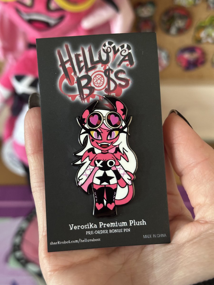 Got my Verosika plushie a couple days ago and finally freed her. Wish they made her glass into a magnet. 

#helluvaboss #helluvabossverosika #verosikamayday