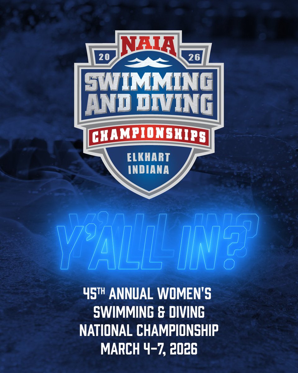 NAIA's tweet photo. 🏊‍♀️
NAIA Women's Swimming &amp; Diving Qualifiers Punch Ticket for 2026 Championship in Elkhart
➡️ https://t.co/1RBevUGKWF
#TheRightWayToPlay #NAIASwimDive #BattleForTheRedBanner https://t.co/izxpcGv8ce