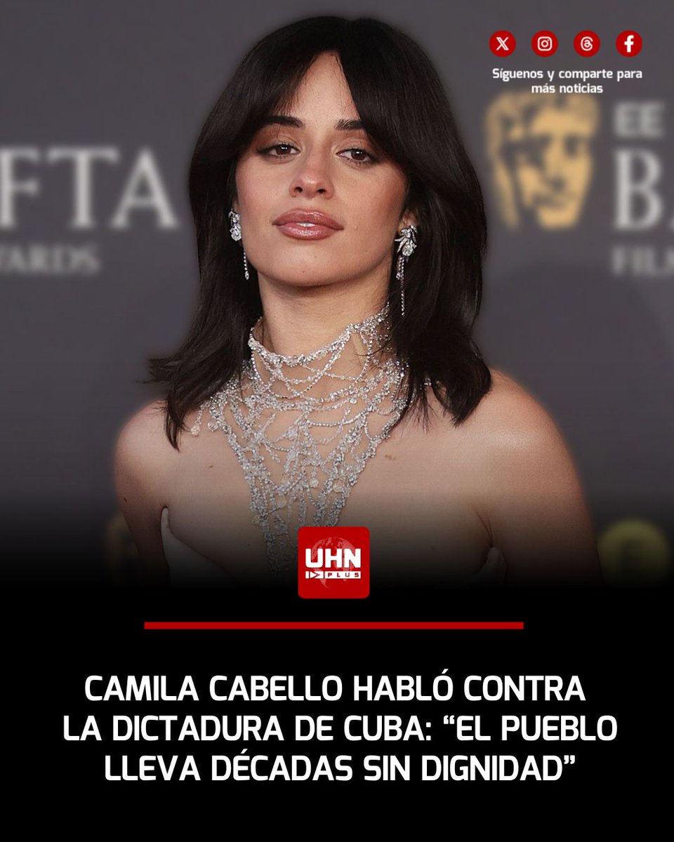 🇨🇺‼️ | La cantante de ascendencia cubana Camila Cabello denunció la opresión del régimen comunista, resaltando los 67 años de sufrimiento del pueblo que vive en un silencio mortal, donde expresar una opinión puede costar la vida.