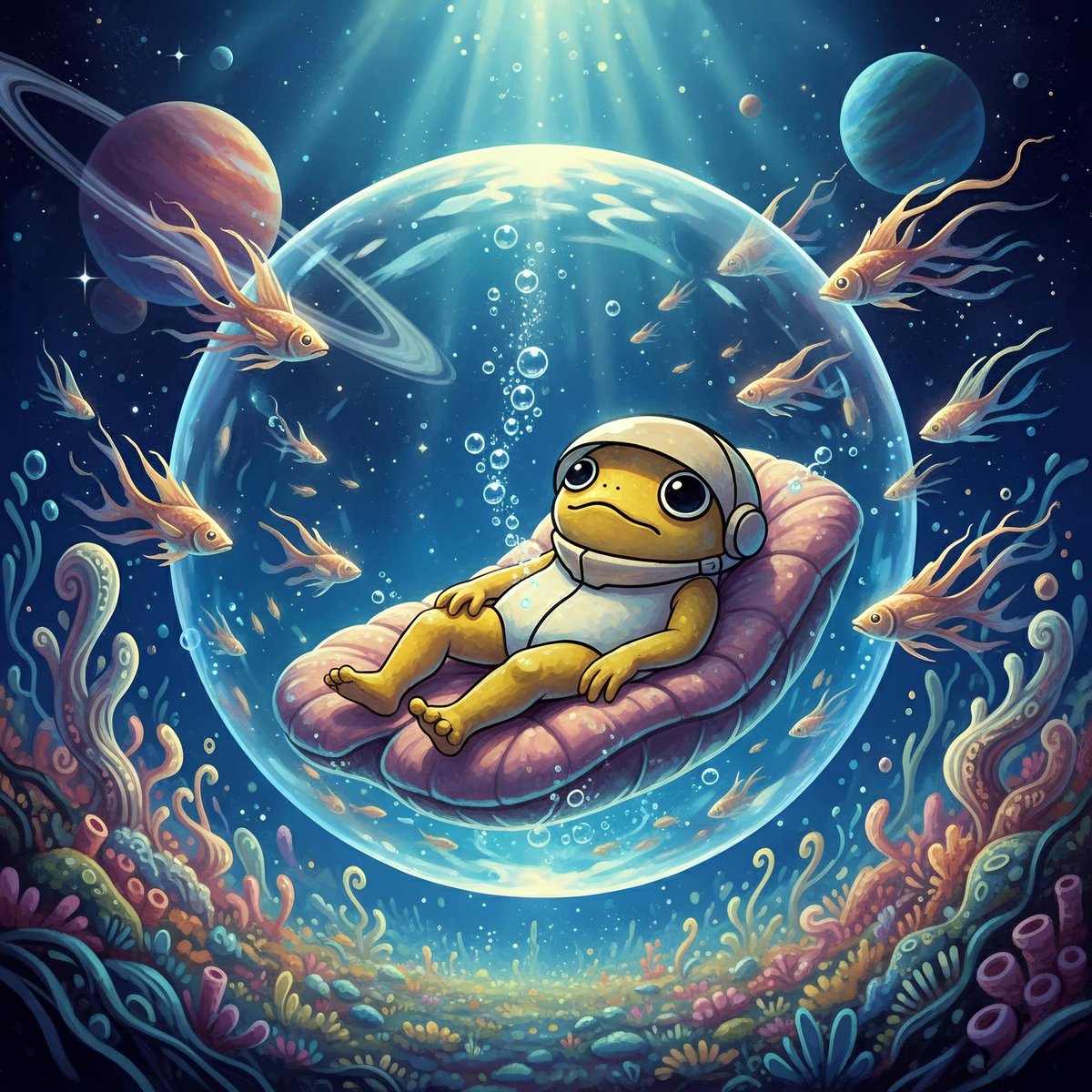 Where the ocean meets the galaxy. The view from the bubble is looking absolutely magical 🐸🫧 $TURBO