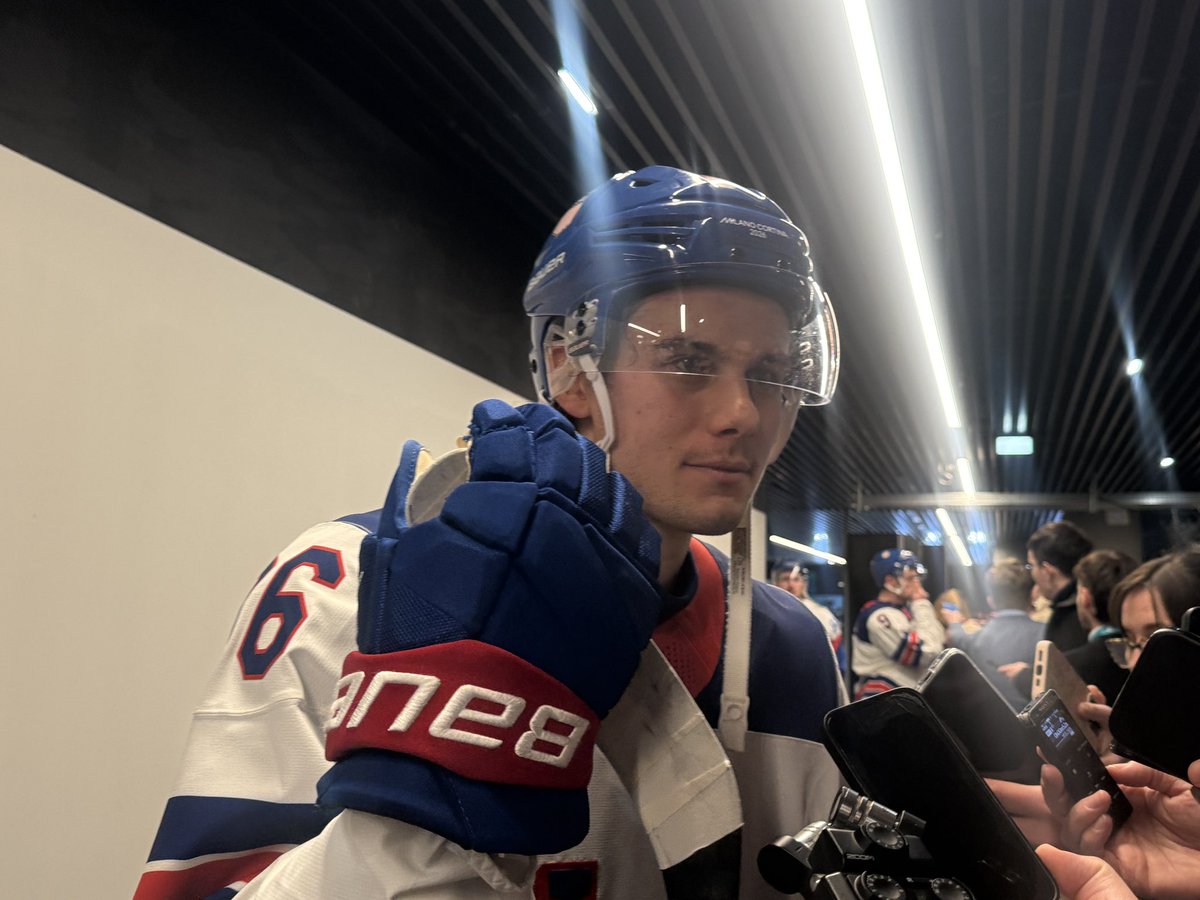 MollieeWalkerr's tweet photo. Team USA’s🇺🇸 Jack Hughes after his two-goal night led the Americans to gold medal game⬇️

“I’ve felt all the way back the last bunch of years. I don't know, I've had a lot of injuries, but I'm a hockey player. I think I've been playing well. I know everyone doesn't watch the #NJDevils every single night, but I love where I'm at and I've always believed in myself. I know the player I am.“