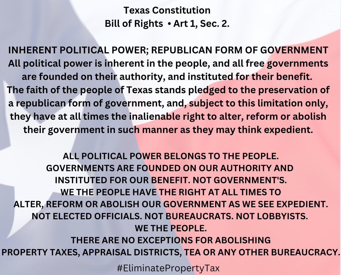 Texas Constitution 

Bill of Rights

Art I, Sec 2.