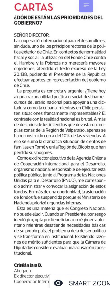 Hoy en La Tercera: ¿Dónde están las prioridades del Gobierno? #Reconstrucción #Chile #Cuba