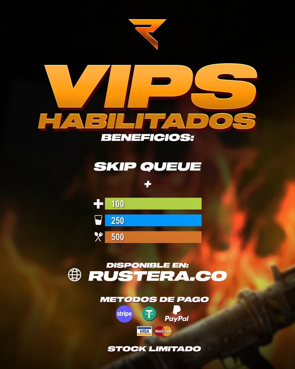 🚨RUSTERA VIPS HABILITADOS🚨

Los VIP ya están disponibles en nuestra página oficial Rustera.co💎

STOCK LIMITADO! ASEGURA EL TUYO ✅