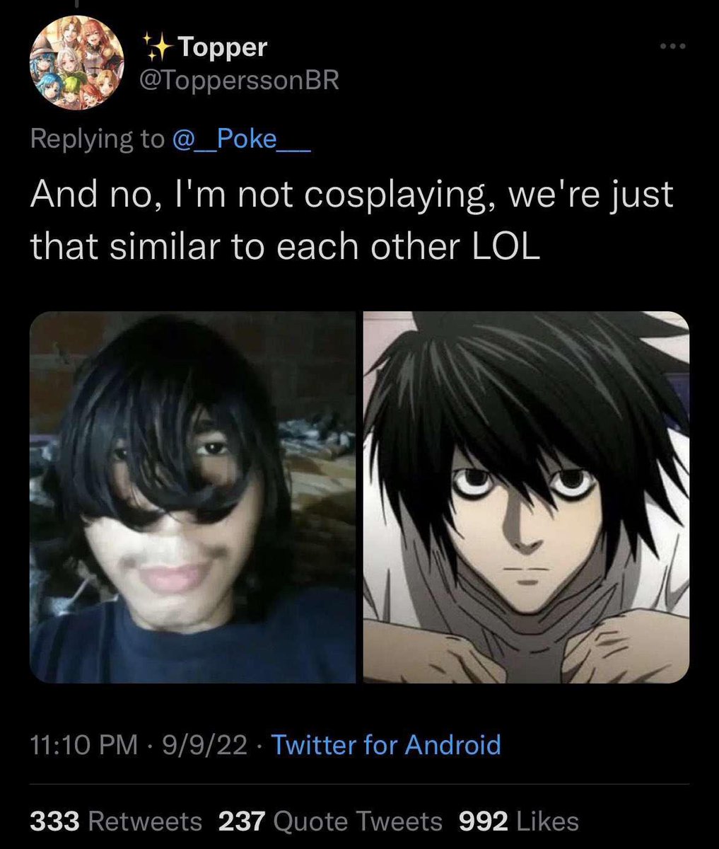 SuuBrainrot's tweet photo. trying to recreate anime shots in cosplay then looking at how chopped i am makes me feel like this https://t.co/a1kd5txppC