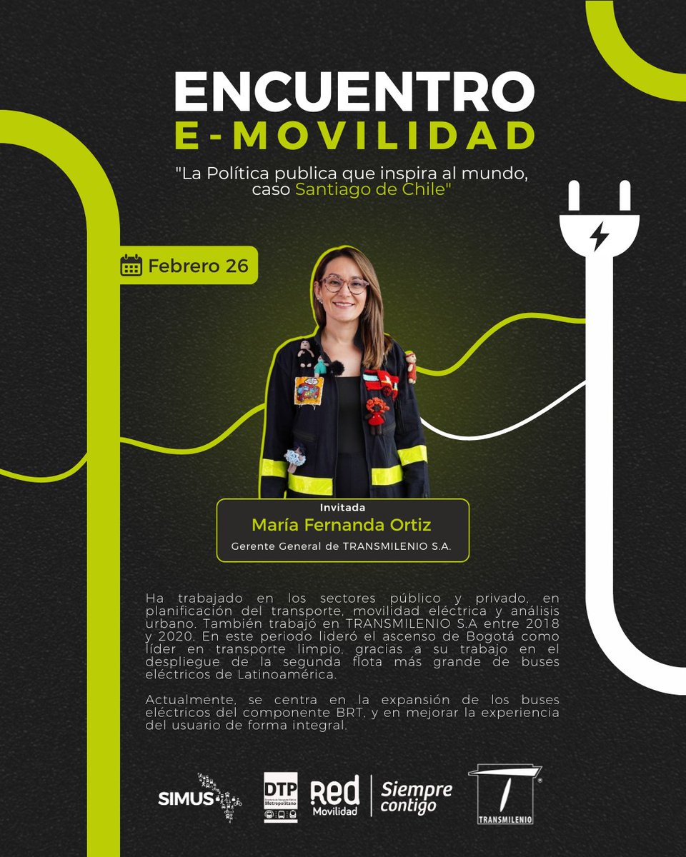 Red_SIMUS's tweet photo. Desde Bogotá 🇨🇴 @Maferoc , Gerente General de @TransMilenio S.A., se une al panel para hablar sobre el despliegue de buses eléctricos y la mejora integral de la experiencia del usuario.
📅 26 de Feb #RedSIMUS #TransMilenio #MovilidadEléctrica
Registro: https://t.co/HQ3gLYvEr1 https://t.co/cyrpe9vITs