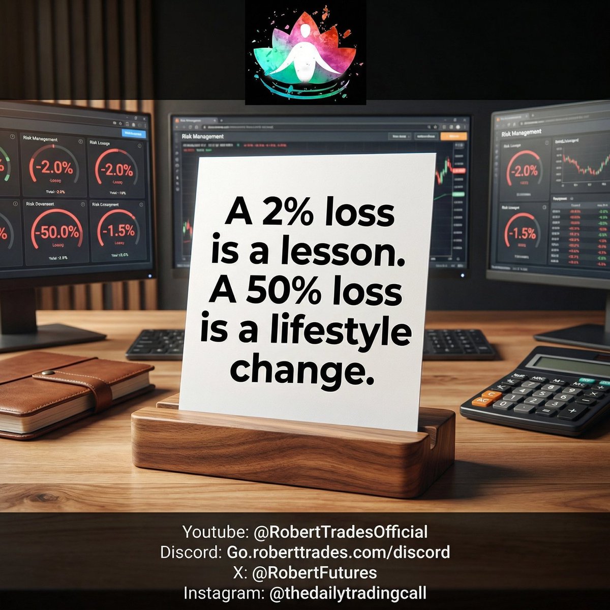 robertfutures's tweet photo. A 2% loss is a lesson. A 50% loss is a lifestyle change

#RiskReward #TradingMath #CapitalManagement #InvestingWisdom #DayTrading #FinancialDiscipline #MarketAwareness #TraderTips #PropTrading #FuturesTrading 

$ES $NQ $GC $CL https://t.co/Ry6cVyPGjy