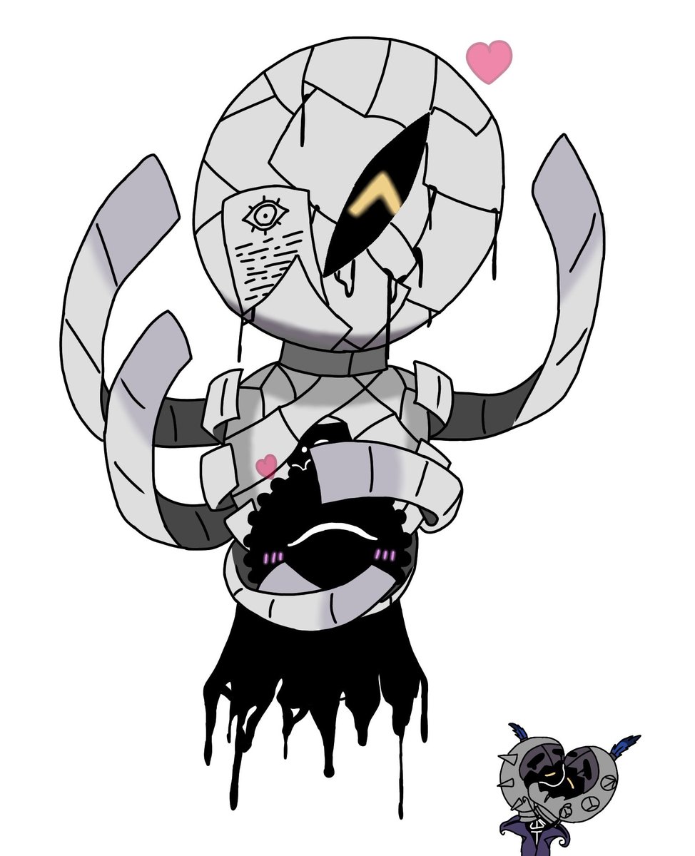 #ShiorinSketch Aww... The Page is hugging the Novelite and giving him headpats, so cute! 🤍🖤