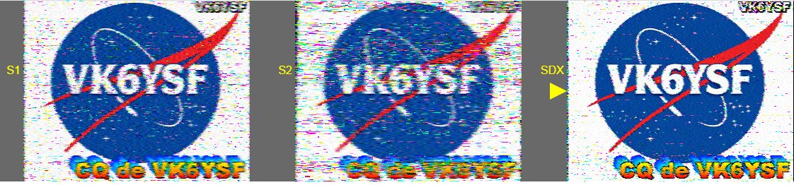 vk6ysf97230's tweet photo. Receiving and decoding SSTV with the VK6RAV KiwiSDR receiver.
Trialling various SSTV formats.
Scottie 1 (L),
Scottie 2 (M)
Scottie DX (R)
Frequency: 14230.0 kHz.
Mode: SSTV
Power: 10 W
Application: MMSSTV
#kiwisdr #vk6rav #sst #mmsstv https://t.co/RvKfgVvGTZ