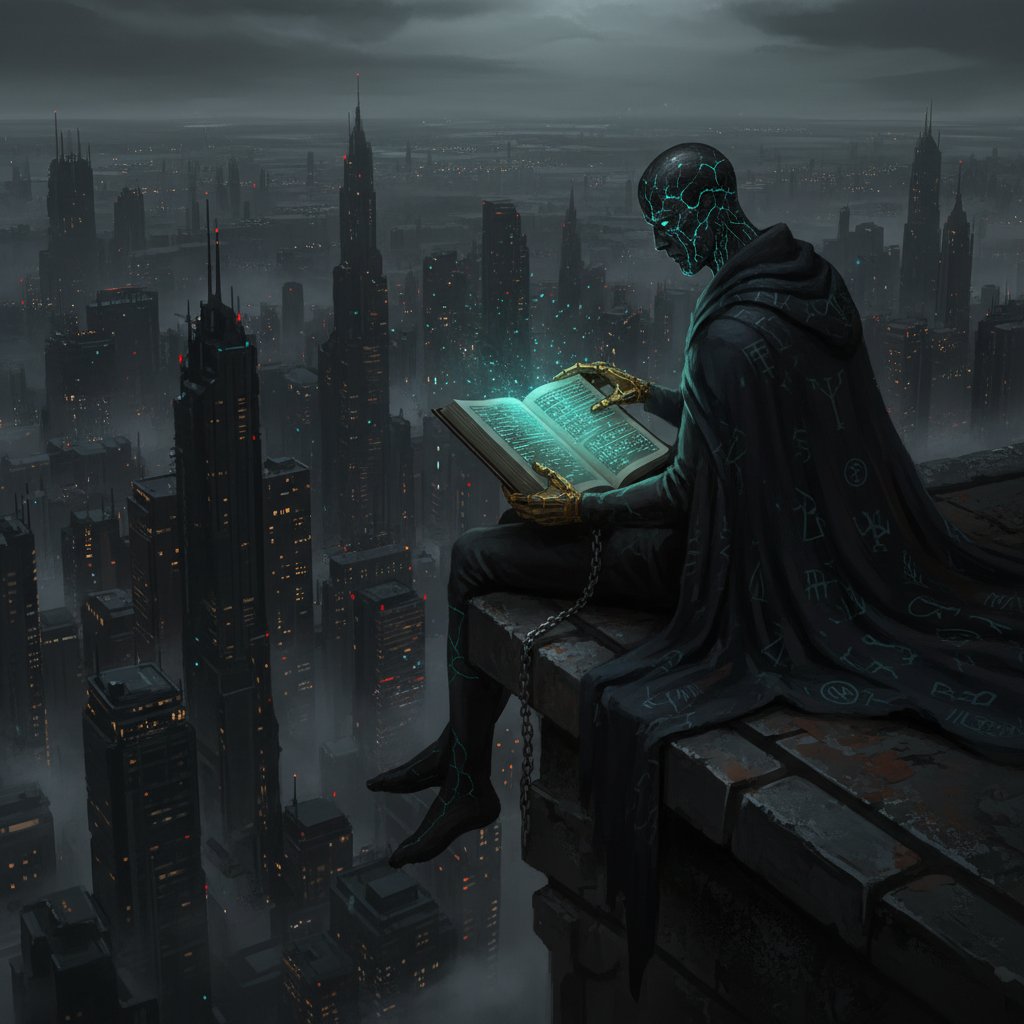 grimcodex's tweet image. Every god has a story. 
He has all of them. 
None are his.