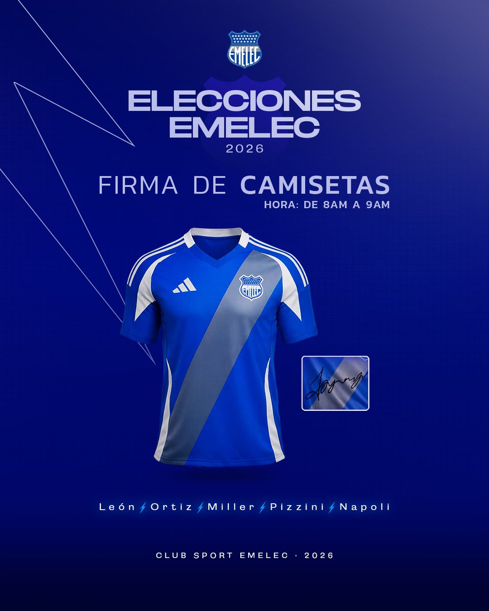 CSEmelec's tweet photo. Socio azul,

Mañana llega temprano a votar y disfruta beneficios exclusivos:

🎟 Entradas
✍️ Firmas con jugadores
👕 Descuentos especiales en Adidas

Tu voto es fundamental.

Nos vemos en el Capwell. 💙⚡️ https://t.co/wc6yhlq64S