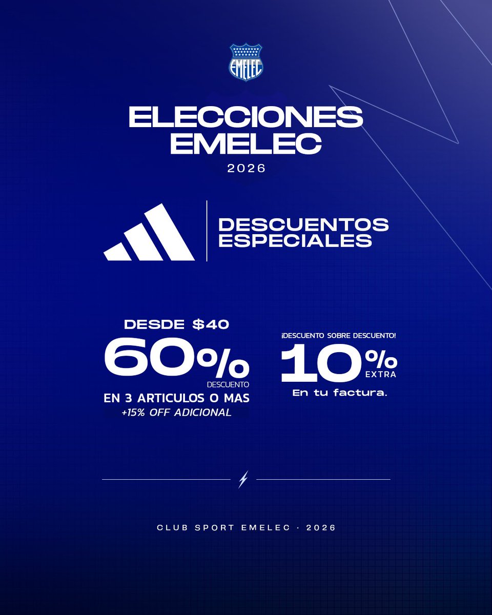 Socio azul,

Mañana llega temprano a votar y disfruta beneficios exclusivos:

🎟 Entradas
✍️ Firmas con jugadores
👕 Descuentos especiales en Adidas

Tu voto es fundamental.

Nos vemos en el Capwell. 💙⚡️