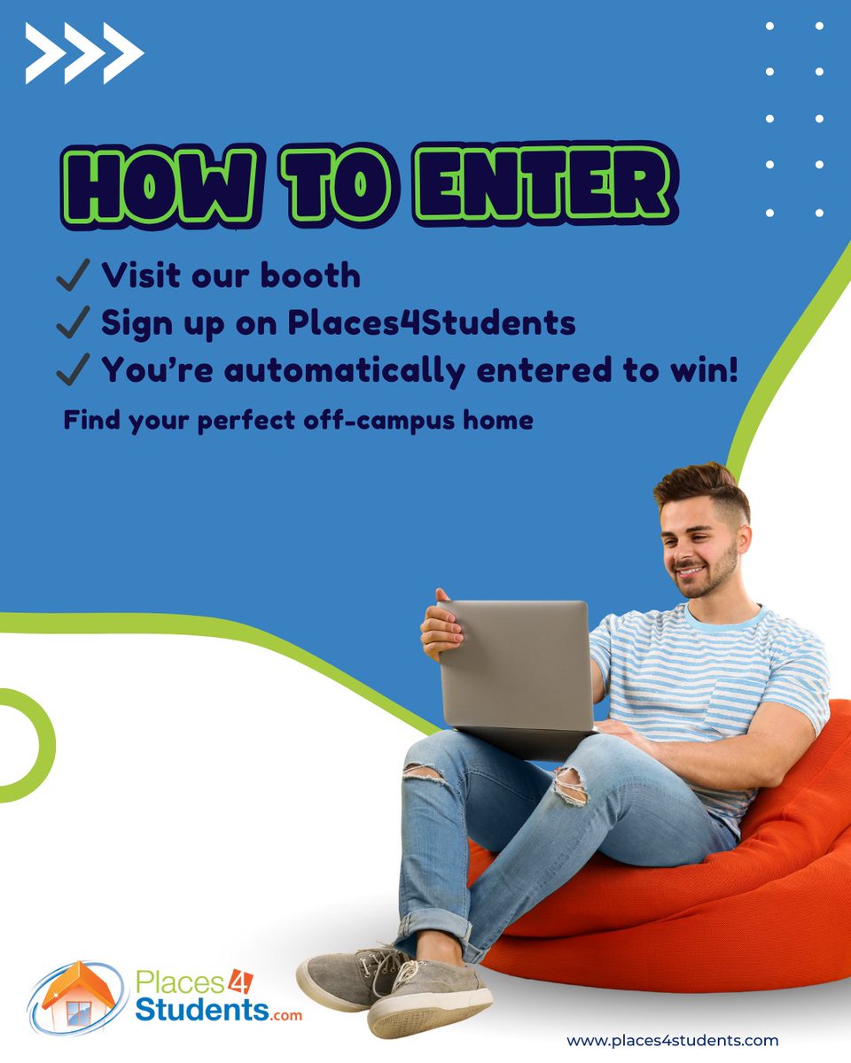 🎉 Giveaway alert!
Sign up at our booth &amp; win prizes while hunting your off-campus home.
#StudentGiveaway #OffCampusLiving #CollegeLife