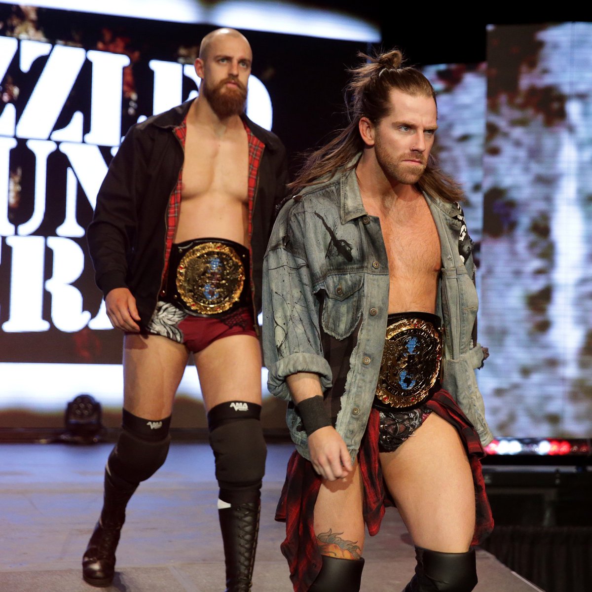 NXTUK_Legacy's tweet image. Feb. 20, 2019:

At Phoenix Convention Center, #NXTUK Tag Team Champions Grizzled Young Veterans (@ZackGibsonGYV &amp;amp; #JamesDrake) were confronted by challengers @_starDESTROYER &amp;amp; #DannyBurch. 

📸 WWE