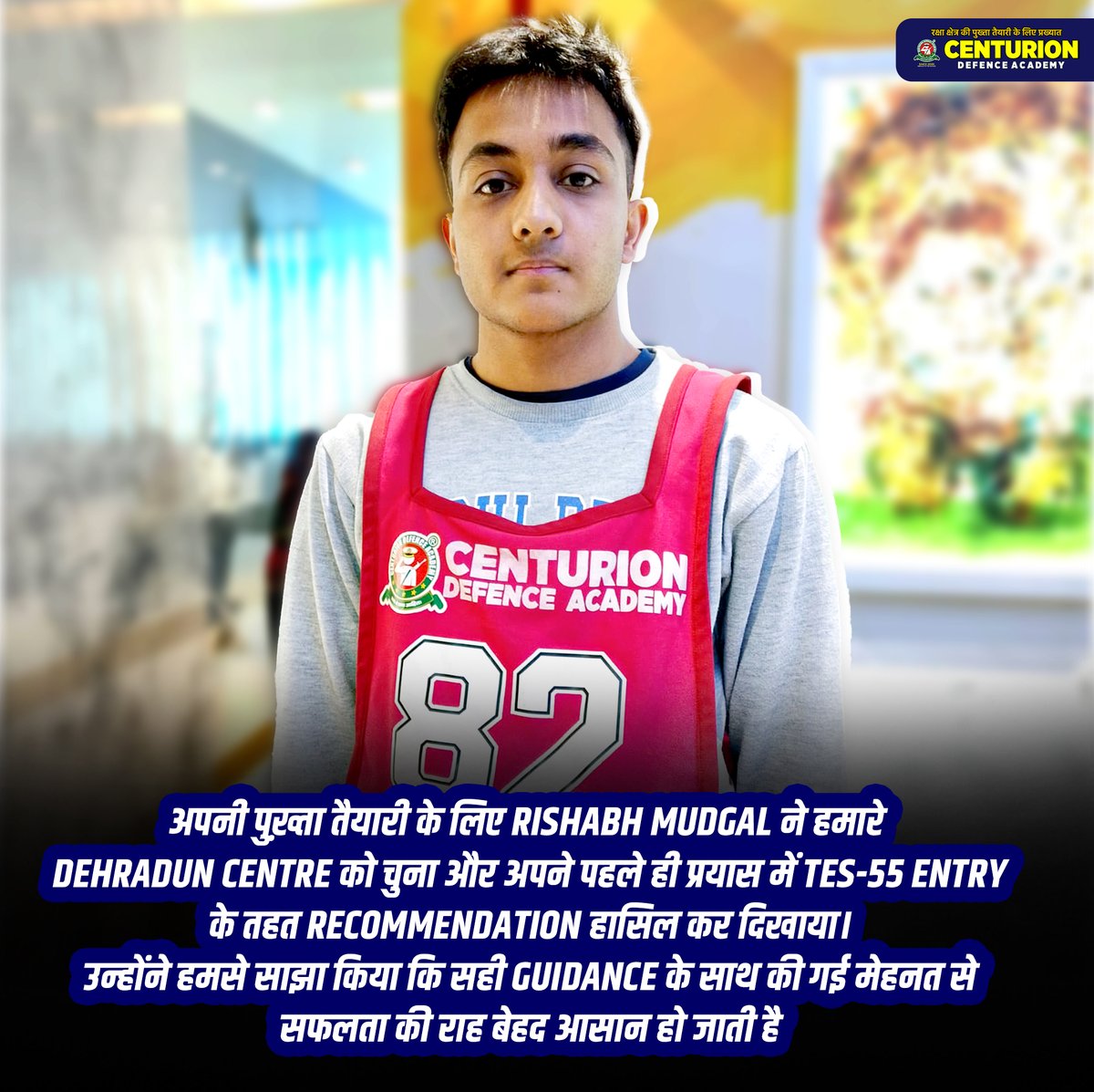 centurionaca's tweet image. Following the footsteps of his father, who served the nation through the Air Force, Rishabh Mudgal has now moved one step closer to the same path of service. In his very first attempt, he secured a recommendation under TES-55 Entry
#TES55 #FirstAttemptSuccess #SSBSuccess