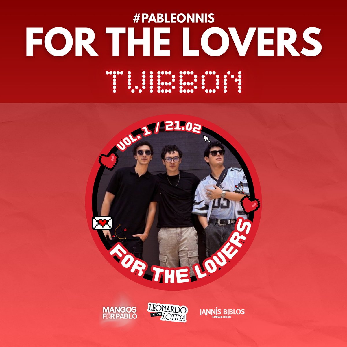 📣 | Twibbon Pableonnis 💘

Familia Pableonnis! Junto a las fanbases <a href="/leolotinamx/">Leonardo Lotina MX🇲🇽</a> <a href="/iannisbiblosfb/">IANNIS BIBLOS FANBASE</a> creamos este bonito Twibbon para que lo usen celebrando el evento tan esperado de mañana: ‘Pableonnis Vol. 1 For The Lovers' 💘

🔗twb.nz/fortheloversvo…

Esperamos que puedan
