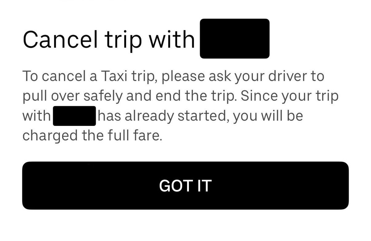 To all of you geniuses saying “you should’ve just canceled the ride!!” obviously I tried that you dumbasses