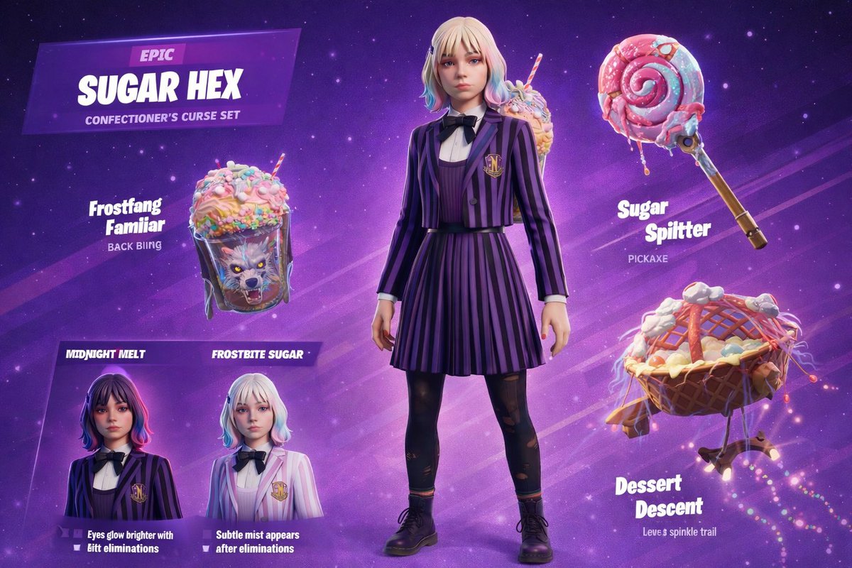 Mckinlyy's tweet photo. Here’s my full Enid Concept @Fortnite https://t.co/O0o9Js6JPA