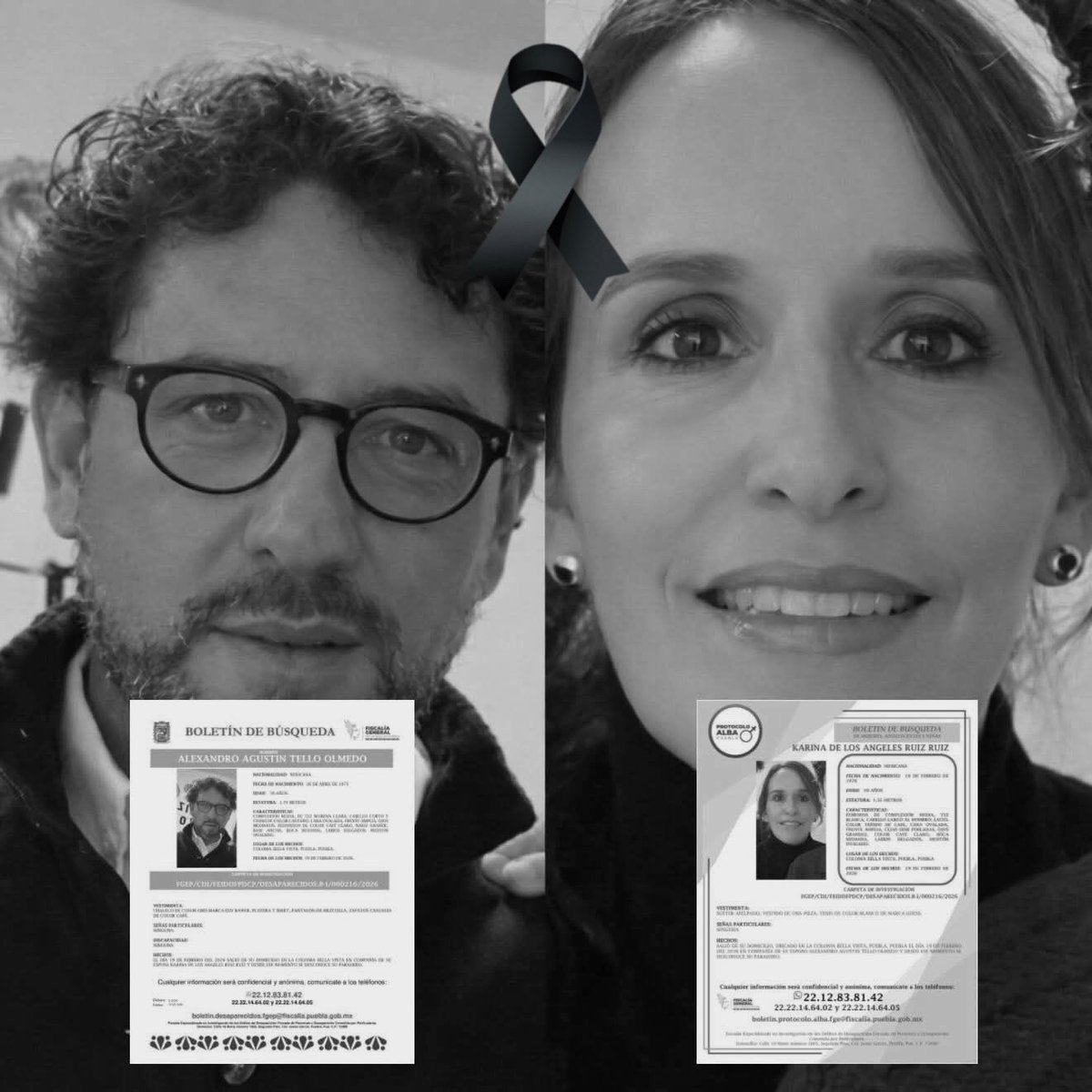 Lamento informar que Alexandro Agustín Tello y Karina de Los Ángeles Ruiz, la pareja desaparecida en Puebla, fueron hallados sin vida y con signos de violencia.

Puebla vive una de las peores crisis de inseguridad de su historia.

Todos los días en México aparece una noticia