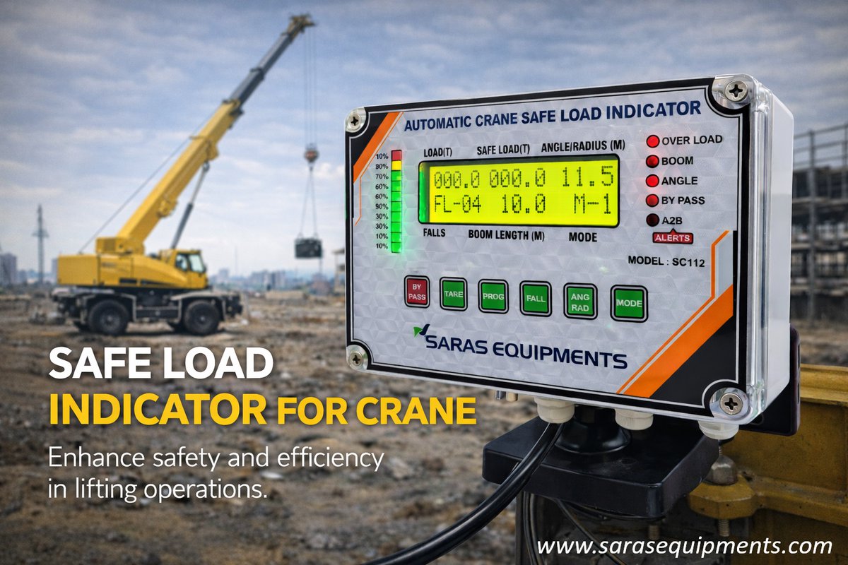 Advanced Safe Load Indicator designed to enhance crane performance and operator confidence.
#Sarasequipments  #SafetySystems