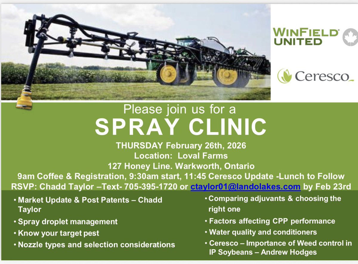 Winfield United is excited to offer a Spray Clinic to customers promoting “Doing it right the First time”  where we discuss many ways to help improve spray efficiencies and effectiveness. In addition, Ceresco will discuss some value added techniques to increase yields in soybeans