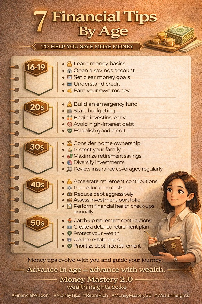 Maertink2's tweet image. Your money strategy should evolve as you do.
Plan by age—and grow with confidence.

#FinancialTips #MoneyByAge #WealthPlanning #MoneyMastery20 #WealthInsights