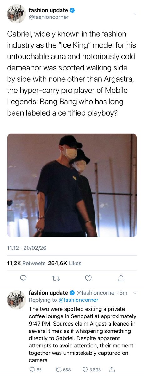 lilydustz's tweet photo. What if Gabriel, model majalah papan atas yang selama ini dijuluki ‘ice king’ tiba-tiba tertangkap kamera sedang berjalan berdua dengan Phoenix sang pro player Mobile Legends yang dikenal sebagai sosok dengan reputasi playboy?

#chanbaek few tweet au https://t.co/0XBdnfkh6c