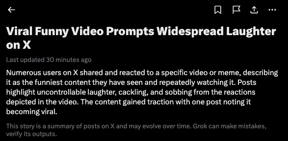 0devinsg's tweet photo. Grok told me the people are cackling about a video #BreakingNews https://t.co/PyAKjDTbqF