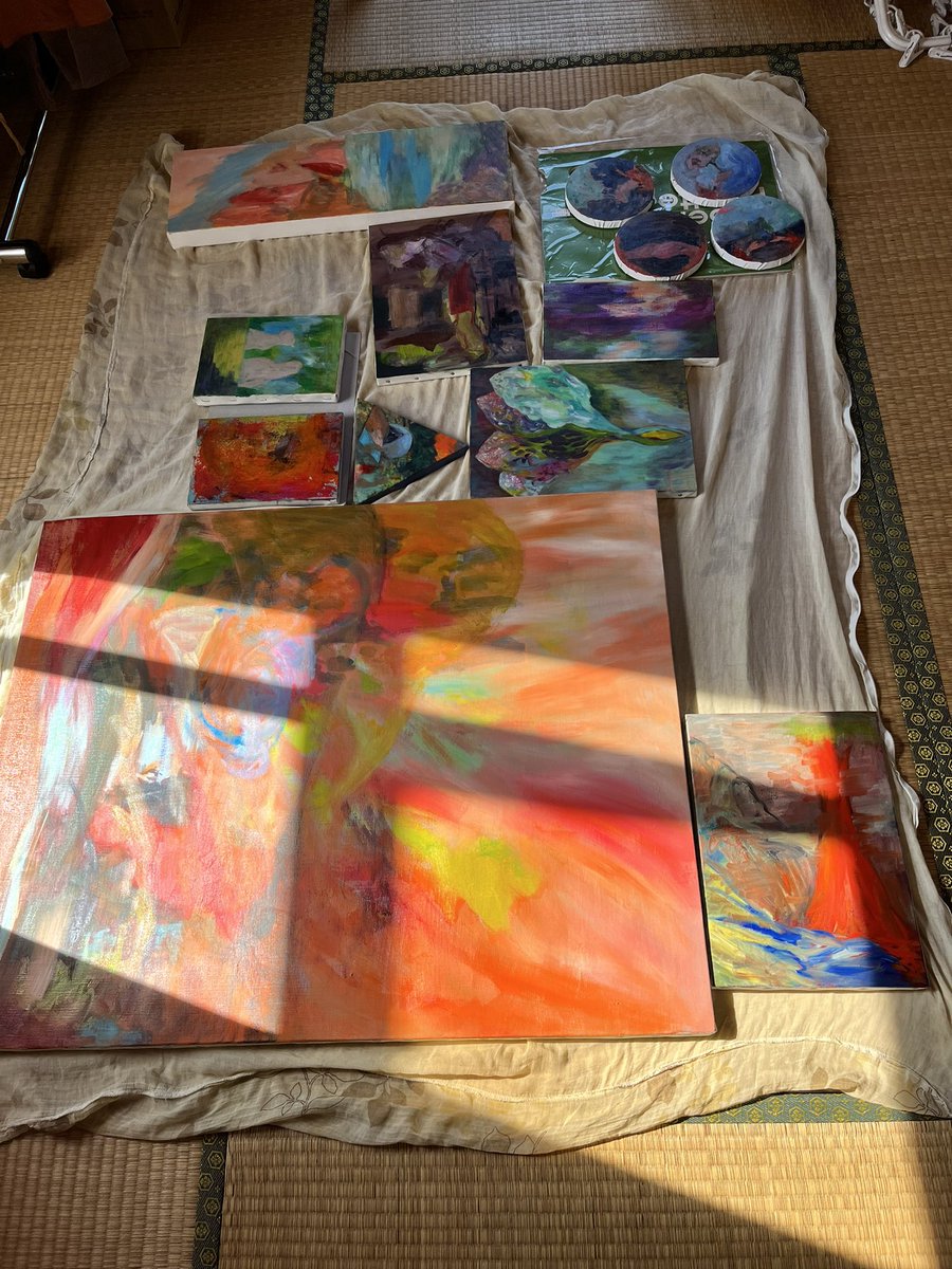 冬、日当たりの悪い一階の私のアトリエでは全然全然全然全 乾かない