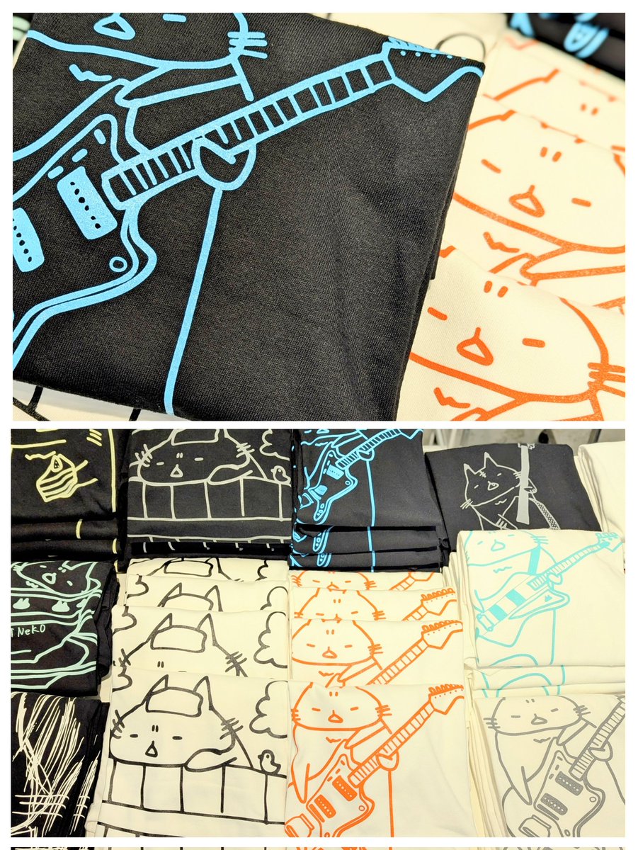 😸🩵💙MINTNeKO😺🖤🤍
新色でギターTシャツ
白Tシャツにオレンジラインが‼️✨
人気の黒Tシャツにブルーラインも
同時に入荷だよ〜😺✨
入浴してる吾輩もね🤍🖤
合言葉はTシャツはオースシーズン‼️✨