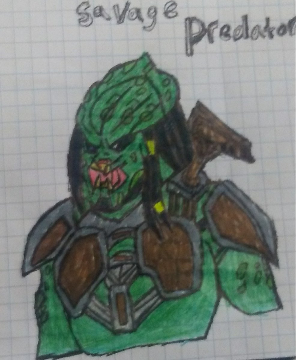 This my oc predator Imperial Warrior  original design  i own this character it's my predator  #YautjaOC, I still have this drawing of him .