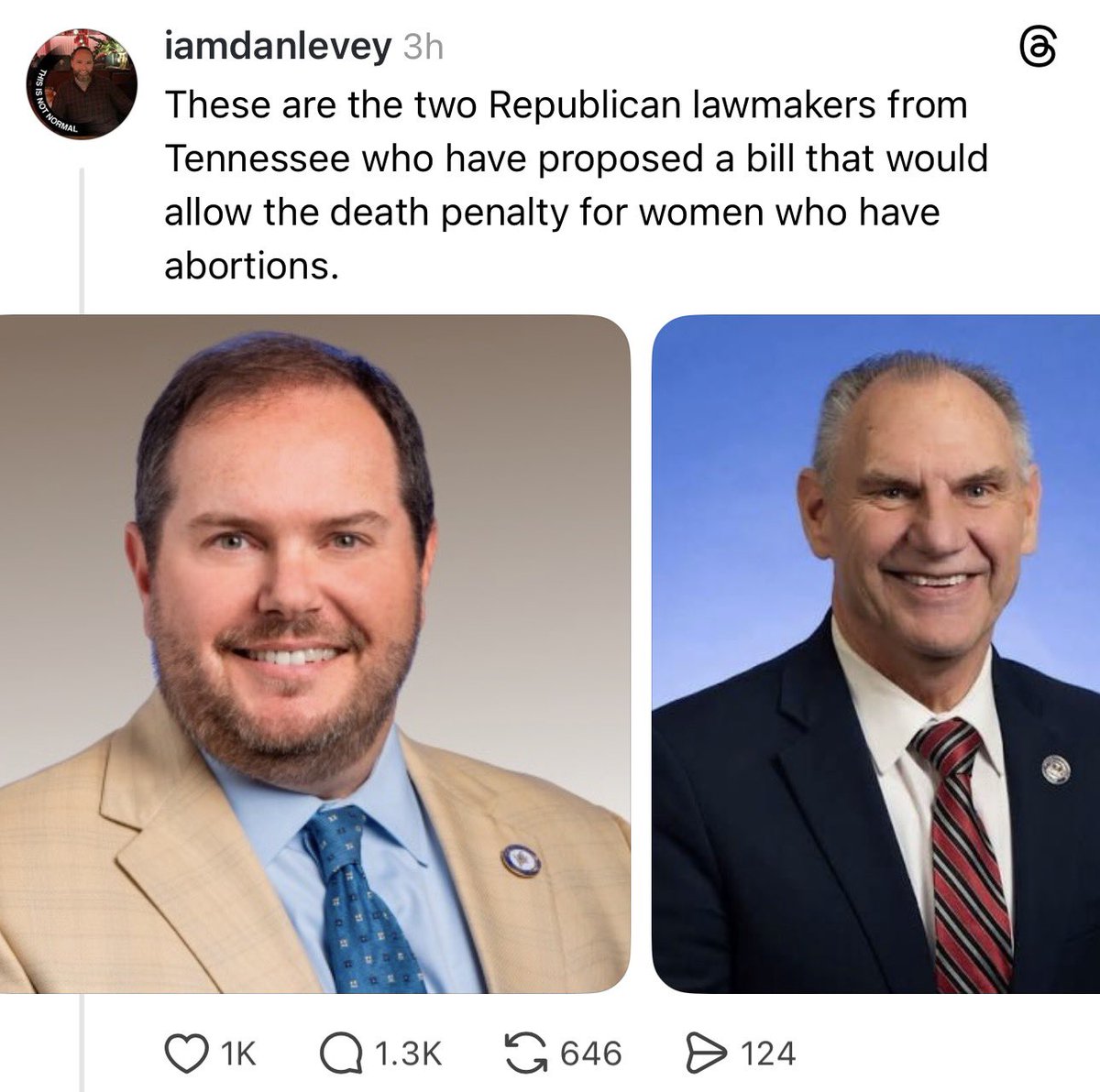 Correct. 

Rep. <a href="/JodyBarrett4TN/">Jody Barrett For Tennessee</a> (Left) 
Sen. Mark Pody (Right)