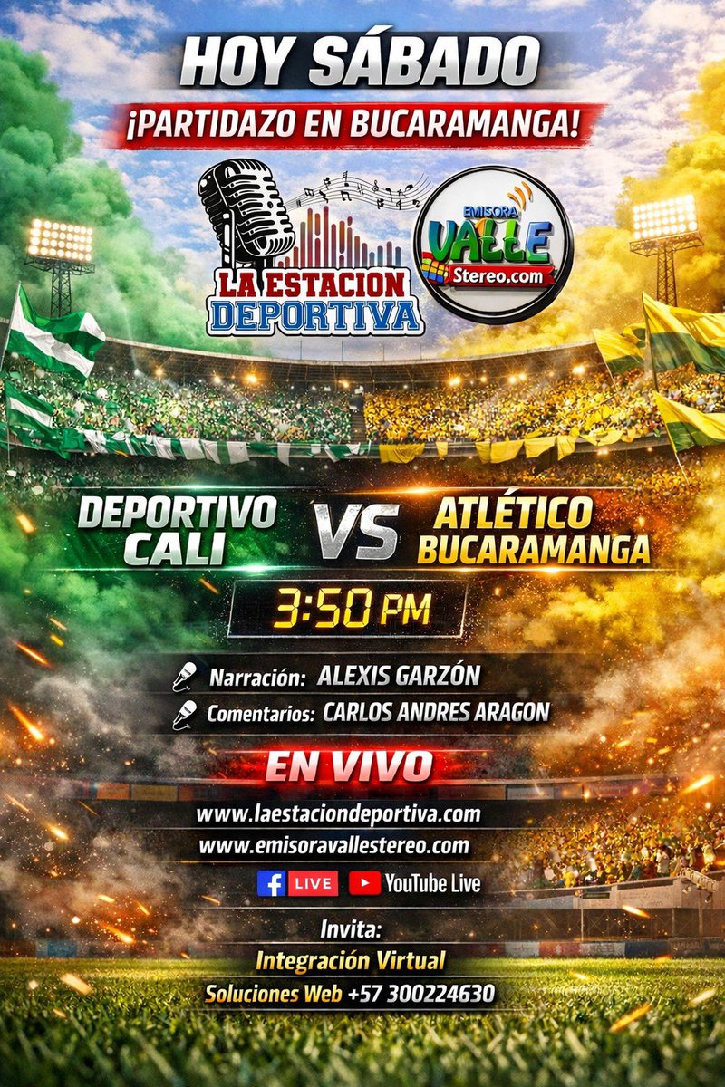 🔥 El Deportivo Cali visita al Atlético Bucaramanga en un duelo que promete emociones intensidad y fútbol del bueno 🕒 Desde las 3:50 PM
📡 Conéctate EN VIVO
🌐 laestaciondeportiva.com
📲 Facebook Live
▶️ YouTube 
#DeportivoCali #AtléticoBucaramanga #Bucaramanga #LigaBetPlay