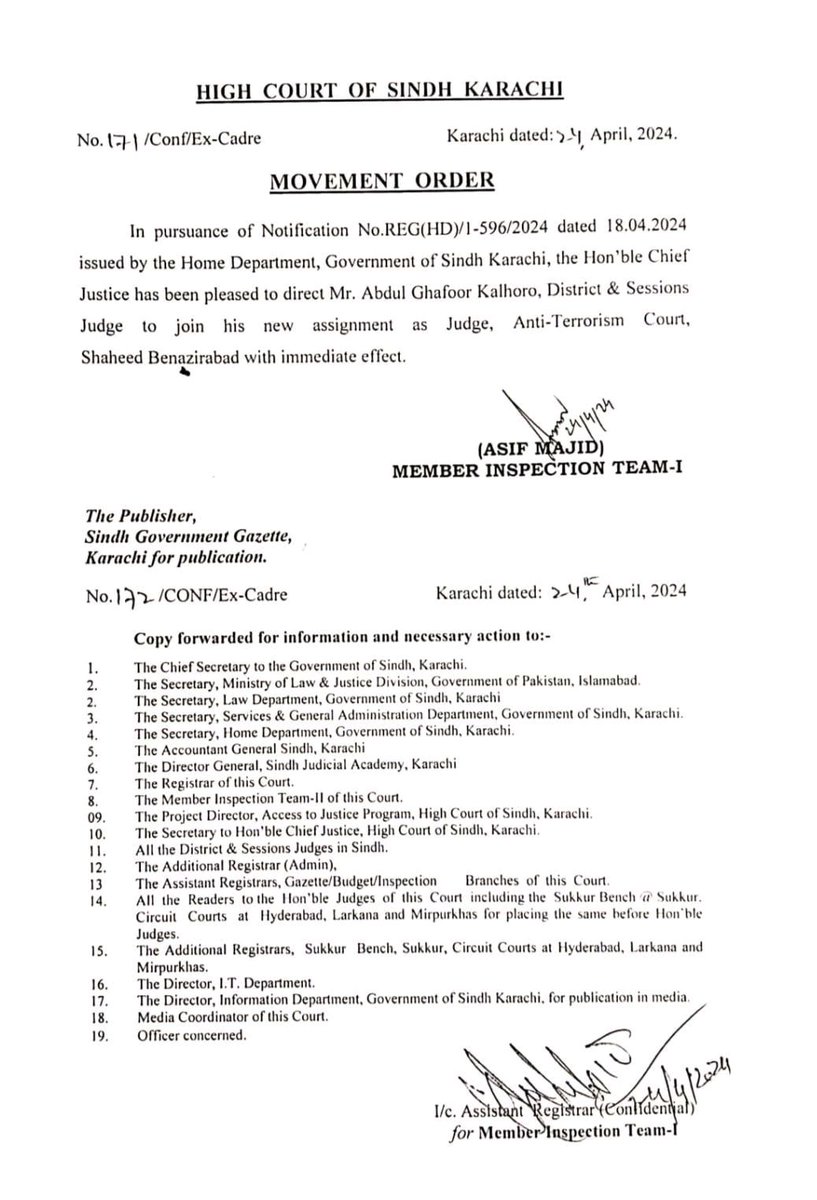 Appointment of Mr Abdul Ghafoor at Anti Terrorism Court