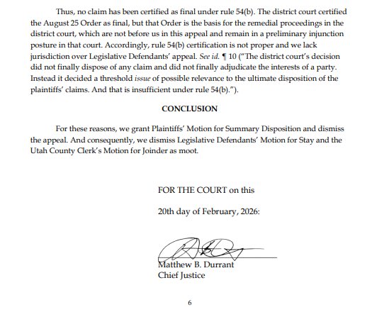 🚨 HUGE WIN FOR FAIR MAPS! Utah Supreme Court just DISMISSED the legislature’s sneaky appeal in the redistricting battle. No jurisdiction, appeal improper—back to square one! This could END gerrymandering in Utah. Who’s celebrating? 🎉 #UTPol #Redistricting #UtahNews