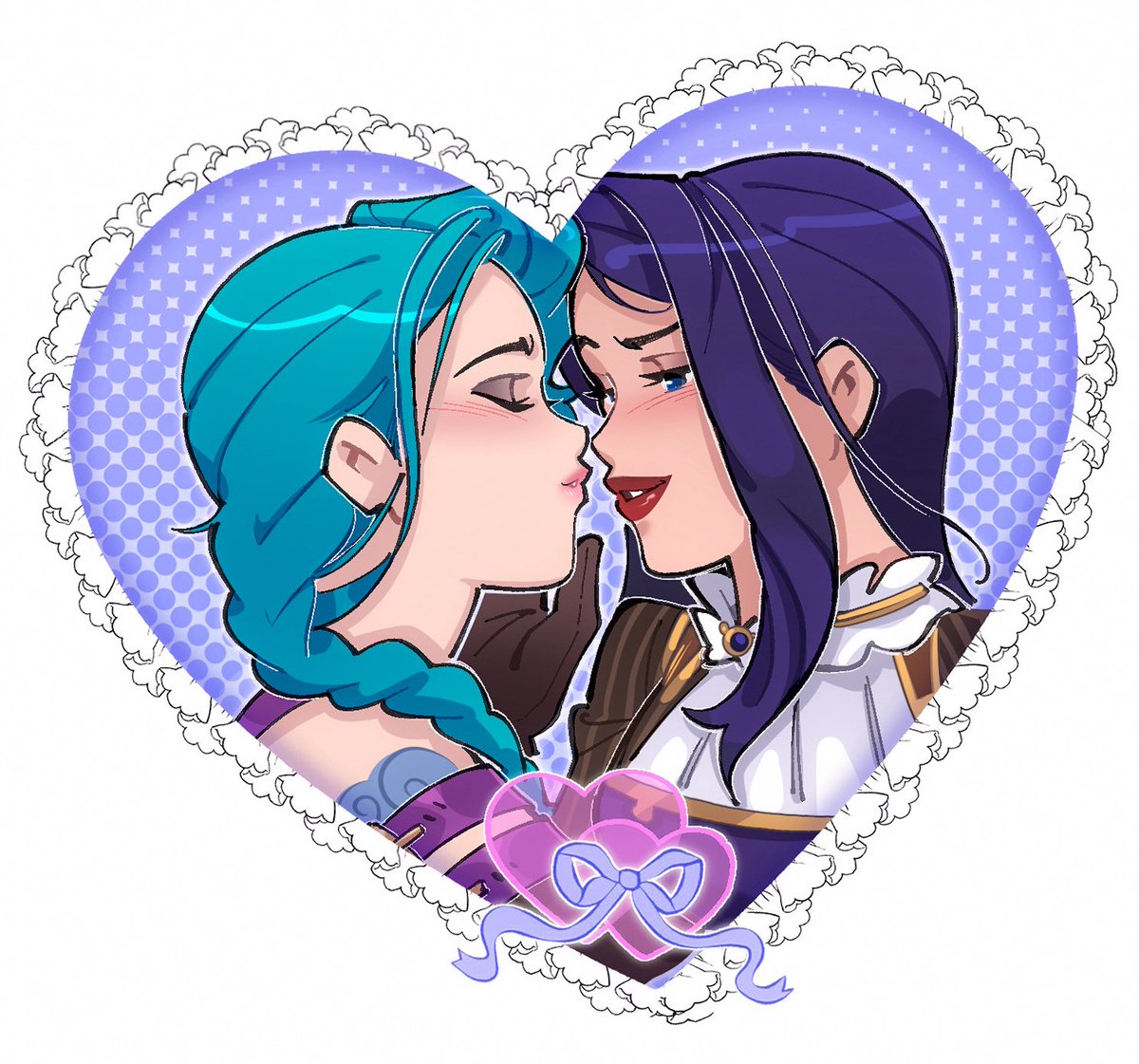 legends of runeterra #caitjinx? don’t mind if i do. thank you so much to <a href="/vick_shimmer/">♡ Victoria Shimmer / working on comms</a> for doing this gorgeous valentine’s day piece for me! 💕

#jinx #caitlynkiramman