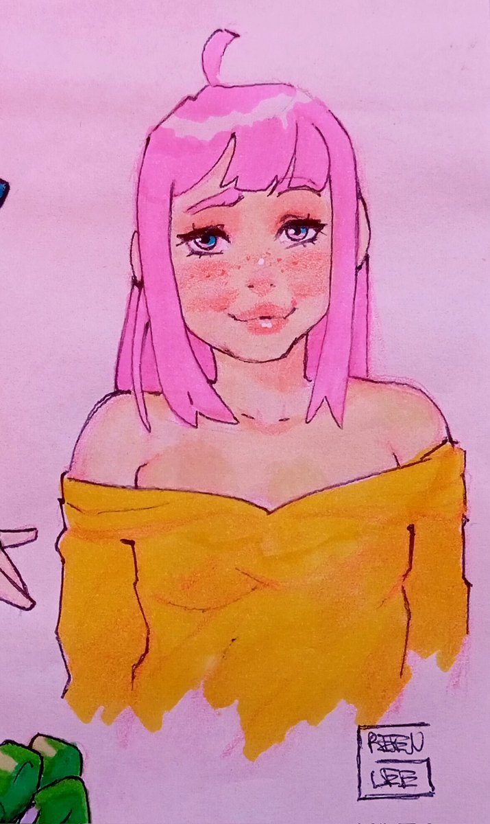 art_green1415's tweet photo. Un dibujo de klara Pancracia 😌🫶🏻
#pinkaesthetic #curvysize #drawing #portrait #markersdrawing #lineart https://t.co/PdaOfsf7Ya