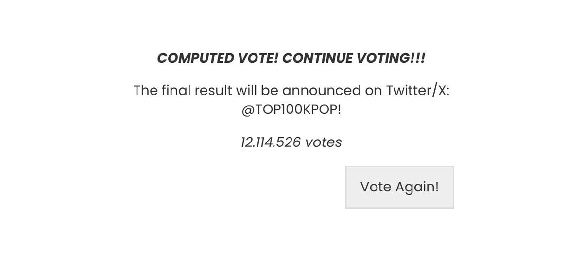 🚨 Final push energy
Votes are being computed but this is NOT the finish line. Keep voting until it closes. Final stretch let’s push nonstop for Jimin!

dabeme.com.br/top100s/