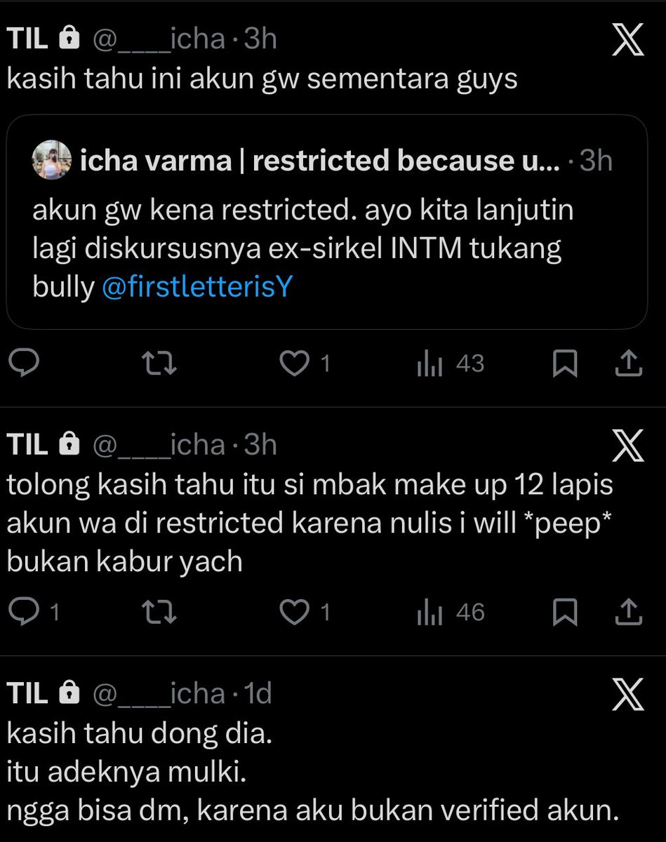 Ichavarma_'s tweet photo. izin u/ mendukung statement ini.

thank for @firstletterisY, gw semakin yakin, untuk ngga akan lagi #womansupportwoman.

juga penyesalan gw terhadap dirimu.
karena
ternyata
I’m just helping make the female version of Mulki.

19 poin ttg mulki,ga akan bs lo buat kl “kami” spill jg https://t.co/fMg6fVf6Ac