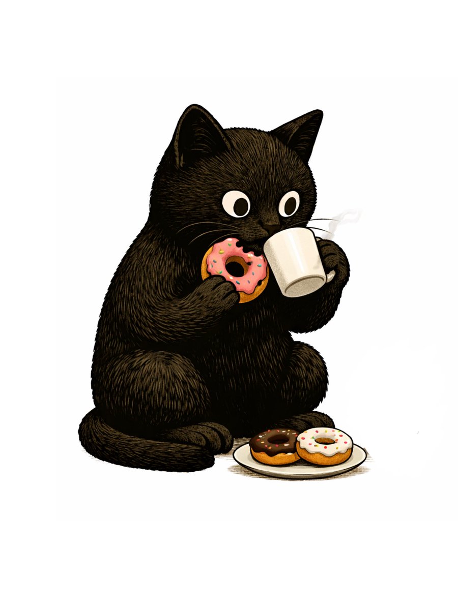 penchans2025's tweet photo. おはよう！ゆっくり朝タイム☕️

#イラスト好きさんと繋がりたい #猫好きさんと繋がりたい #ぺんちゃん #黒猫 #キャラクター https://t.co/S6TsrceQie
