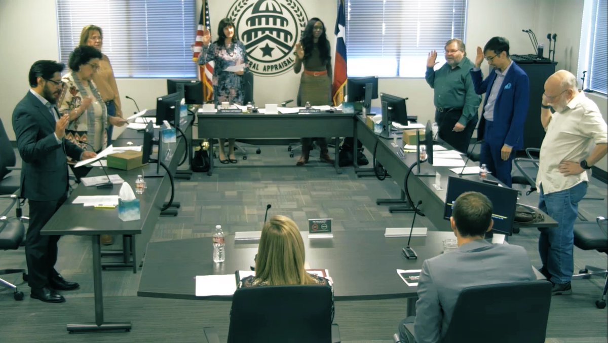 aaronwilem's tweet photo. Honored to be sworn in to the TCAD Board of Directors. Appraisals impact families, neighborhoods, and small businesses—and fairness and transparency matter. Grateful for my City Council colleagues and staff for their support. Ready to serve and do the work. https://t.co/e7XLwemeRe